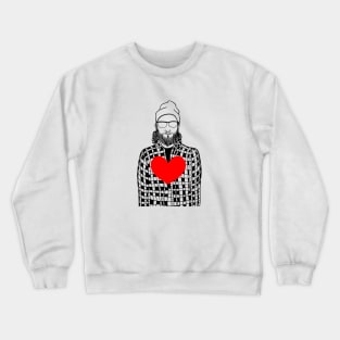 Stylish guy in a hat with big heart Crewneck Sweatshirt